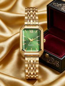 Reloj de cuarzo de esfera cuadrada de moda casual, adecuado para uso diario, vuelta al colegio, cumpleaños, fiesta, vacaciones, excelente para uso personal o como regalo a amigos - Verde - Ver 7
