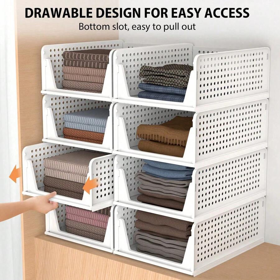 Stackable Wardrobe Storage Box, Multi-Functional Foldable Closet Organizer Suitable For Bathroom, Kitchen, Laundry Room, Wardrobe, Space-Saving Drawer Storage Box, Drawer Organizer, Back To School & Travel Essentials, Room Decor, Home Decor, Toy Storage, Drawer-Style Storage