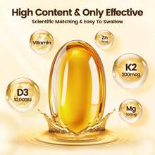 VivoNu Vitamin D3 K2 10,000  Magnesium Supplement – 4-In-1 With Vitamin D And K -7), Magnesium Glycinate & Zinc Citrate – 180 Softgels For Energy, Bone* & Muscle* Support* - 4bag - 查看 2