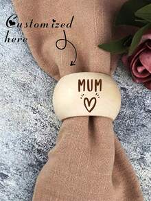 4pcs Customized Personalized Wooden Napkin Rings, Engravable Wooden Rustic Vintage Style Napkin Ring Holders, Round Napkin Rings Wholesale, Suitable For Christmas, Thanksgiving, Wedding, Party Decoration, Elegant Christmas Party Decor, Wooden Material, Suitable For Birthday, Holiday And Special Occasions, Christmas Napkin Rings - Multicolor - View 10
