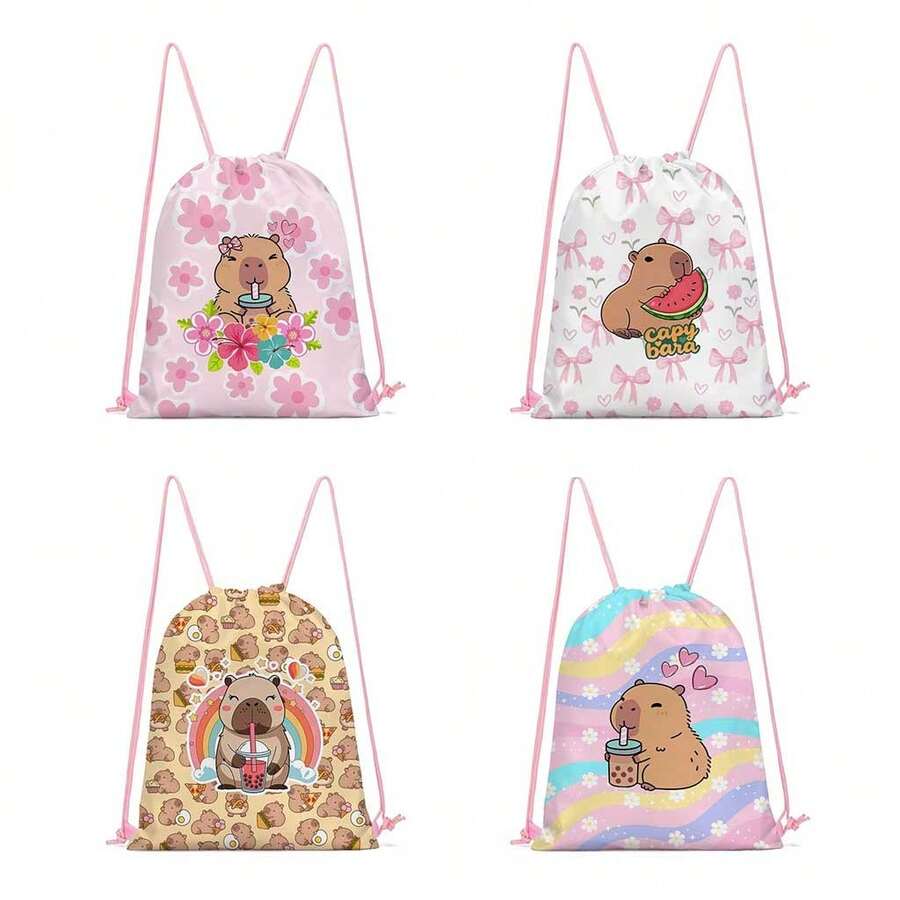 Drawstring Bag - Lightweight And Durable, Cute Design, Capybara Print - Perfect For School, Sports, Travel And Toy Storage - Drawstring Sports Bag - View 1