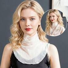 Women's Detachable Polyester Collar | Black & White Lace Stand Collar Design, Decorative Ruffle | Versatile Half Shirt False Collar Stand Collar, Suitable For Casual And Formal Wear | Machine Washable | Great Accessory For Sweaters And Suits | Elegant Accessory | Polyester Collar - Multicolor - View 10