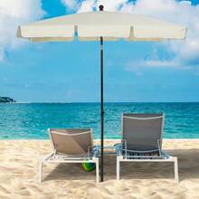 UV-Protective Garden Parasol, Foldable, Perfect For Balcony & Beach, Cream White & Black - A - View 1