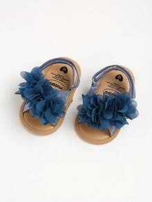 Sandalias blancas elegantes para exteriores para bebés niñas, zapatos de verano para niños pequeños - Azul Marino - Ver 5
