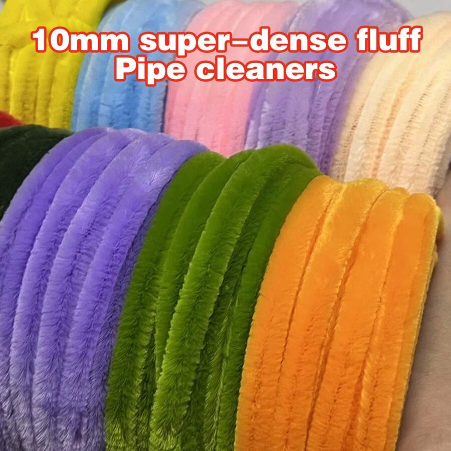 [Total 151 Pcs Craft Supplies] 1 Roll 13 Meters 10mm Thick Multi-Color Pipe Cleaners With 150 Pcs Flower Stamens, DIY Handmade Craft Making Kit, Creative Art Handicraft Materials Set For Flower Making, For Mother's Day Father's Day Present