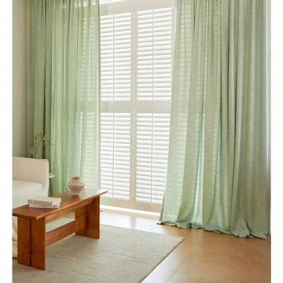 1 tấm rèm voan mỏng màu xanh bạc hà kiểu nhà nông thôn Mỹ, chất liệu nhẹ như vải lanh, dễ dàng treo không cần thanh treo, phù hợp cho phòng khách, phòng ngủ, ban công, văn phòng, trang trí nhà cửa, sử dụng được quanh năm.