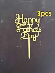 3pcs Gold Acrylic Cake Toppers, Happy Father's Day Cake Decorations, Party Decor Supplies - StyleD - View 11