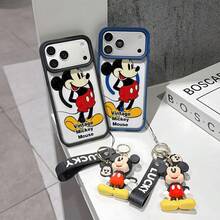 This Disney Mickey Mouse Pattern Lanyard Phone Case Features A Strong Magnetic Closure And Full Coverage Of Acrylic And TPU Material. It's Shockproof, Lightweight, And Suitable For IPhone17/16/11/13/15/15 Plus/15 Pro/15 Pro Max/12/14 Pro Max/11 Pro Max/12 Pro/12 Pro Max/13. It's A Popular Birthday Gift, Business Gift, Durable, Stain-Resistant, And Fingerprint-Resistant New Phone Case For Men And Women. It Also Includes A Mickey Mouse Phone Case And Mickey Mouse Doll Bracelet. Compatible With SamsungGalaxy S20, S21, S22, S23, And S24 Series. It's The Perfect Gift For Friends And Family. This Stylish Phone Case Is Fun, Lightweight, And Durable. IPhone17 Pro Max Phone Case, Minnie Phone Case. - màu đen - Xem 2