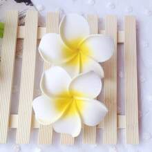 4件套女士鸡蛋花发夹，可爱海滩度假风，5厘米大花朵发饰，发爪，发夹，发卡 - 4PCS多色 - 查看 7