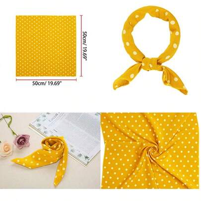 50cm 1950s Vintage Retro Polka Dots Square Scarf Head Neck Scarves Kerchief Neckerchiefgthh
