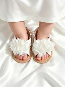 Infant Girls' Elegant White Outdoor Sandals, Summer Toddler Shoes - White - View 4