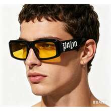 A Retro Punk Style Small Square Frame Thick-Rimmed Unisex - Lá trà khung đen - Xem 5