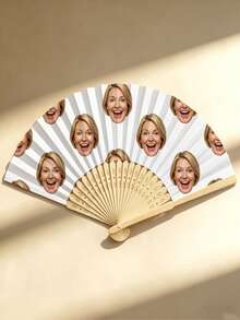 1pc Customized Photo And Name Logo Wedding Fan Classic DIY Fan Ornamental High-Quality Custom Personalized Stylish Exquisite Wedding Favors - Multicolor - View 7