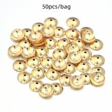 50/100个/包 不锈钢圆形亮片底座，直径3-8毫米，带孔亮片帽隔片，DIY珠宝制作配件 - 圓形珠帽 - 查看 15