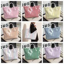 1pc Women' PVC Geometric Color-Blocked Stripes Design Tote Bag, Modern Fashion Lightweight Handbag, Multi Functional Commuter Travel Bag Suitable For Clothing, Cosmetics, Jewelry, Parties, Casual Handheld Shoulder Bag, A Gift For Family. - Hồng - Xem 2