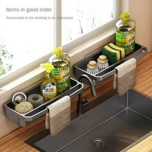 Kitchen Sink Drain Rack, Self-Draining Organizer Shelf, Sponge Holder, Dishcloth Rack, Faucet Storage Rack, Soap Holder, Kitchen Accessories - Multicolor - View 5