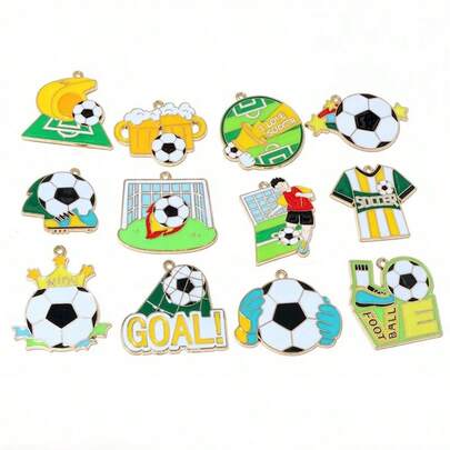 4pcs Enamel Soccer Football Charms Pendants Alloy Metal DIY Jewelry Making Accessories For Necklace Keychain Bracelet