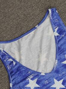 Women's American Flag Print V-Neck Tank Top, Vintage Distressed Star & Stripe Sleeveless Camisole, July 4th Independence Day Patriotic Casual Summer Top - Multicolor - View 4