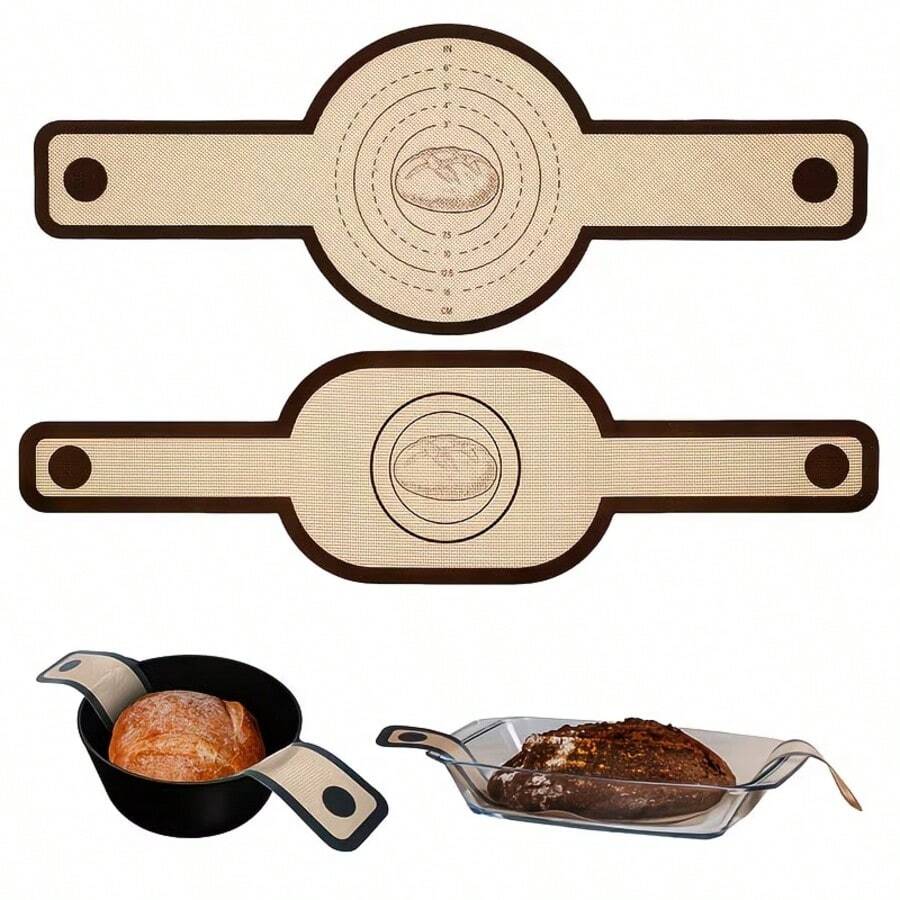 Silicone Baking Mat With Handles, Oval And Round Shapes, Heat Resistant Non-Stick Oven Liner, Round And Rectangular Design, Bread Baking Accessories