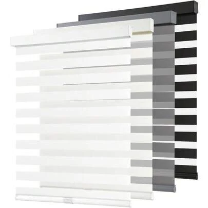 Dual Layer Zebra Roller Blinds Day Night Vision Window Blinds, Blackout & Sheer Light Filtering Fabric Window Shades, Easy Installation Drill Free Or Drilled Mount Window Treatments, Horizontal Double Layer Stripes Window Coverings For All Window & Door Types, Ideal For Home & Office Use, Modern Stylish Light Adjusting Privacy Enhancing Functional Window Decor