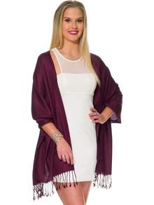 Shawls And Wraps Evening Dresses, Large Soft  Wedding Shawl - 紫紅色 - 查看 6