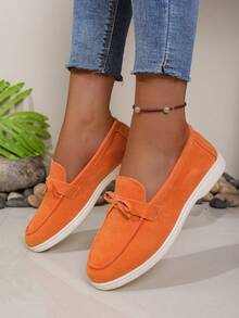 Orange Soft Bottom Loafers For Women, Slip-On Breathable Casual Shoes, Non-Slip Flat Comfortable Walking Shoes For Mothers - Coral Orange - View 5