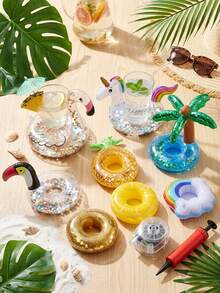 Bộ 1/3/6/9/12 chiếc giá đỡ cốc bơm hơi, nhiều hình dạng khác nhau, thích hợp cho hồ bơi, bồn tắm, đồ chơi, phù hợp cho đám cưới, tiệc độc thân, tiệc bể bơi, kỳ nghỉ biển - Thêm niềm vui và phong cách cho bữa tiệc bể bơi và kỳ nghỉ biển của bạn! (Giá đỡ cốc bơm hơi hình chim hồng hạc màu vàng hồng) - Mô hình thông thường - Xem 4