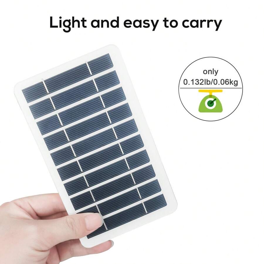 2W 5V Portable Solar Charger Panel, Suitable For Outdoor Travel And Camping, Power Bank, Phone Charger, Flashlight, Fan