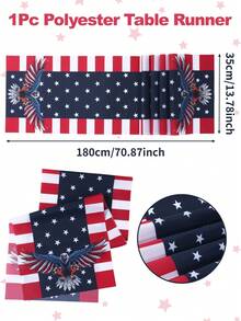 1件装美国国旗和老鹰图案桌旗，独立日桌布，180*35厘米涤纶桌布，独立日装饰，7月4日爱国纪念日装饰，节日派对用品，独立日厨房装饰，餐桌装饰，家居装饰，室内外派对用品 - 日A款 - 查看 4