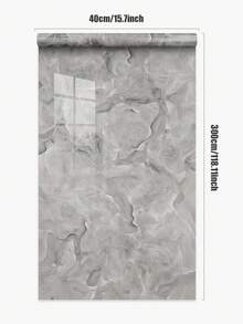 1卷1.2㎡灰色大理石纹3D亮面PVC壁纸，防水，适用于浴室、厨房、客厅电视背景墙，自粘式 - 灰色 - 查看 7