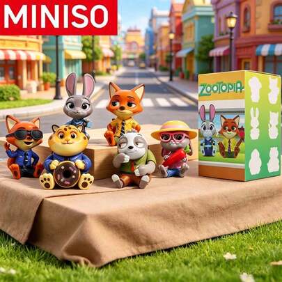  Mô hình nhân vật Zootopia ngồi trong hộp bí ẩn MINISO, búp bê PVC sưu tầm hoạt hình anime, vật trang trí bàn làm việc dễ thương và quà tặng lý tưởng cho người hâm mộ, món quà hoàn hảo cho gia đình và bạn bè vào ngày sinh nhật, Giáng sinh, các bữa tiệc ngày lễ.
