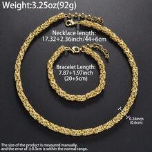 Minimalist Swedish-Italian Style 14k Gold Plated Copper Chain Necklace & Bracelet Set (For Women) - Gold - View 9