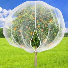 Bolsas de red de jardín de PE duraderas con cremallera y cordón - Cubiertas de malla protectoras blancas para árboles medianos, verduras, arbustos y flores, anti-insectos, anti-pájaros, anti-ardillas - Artículos de jardinería - Ver 1