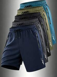 1pc Boyfriend Style Soft Breathable Fitness Gym Running Sports Shorts, Summer - Navy Blue - View 7