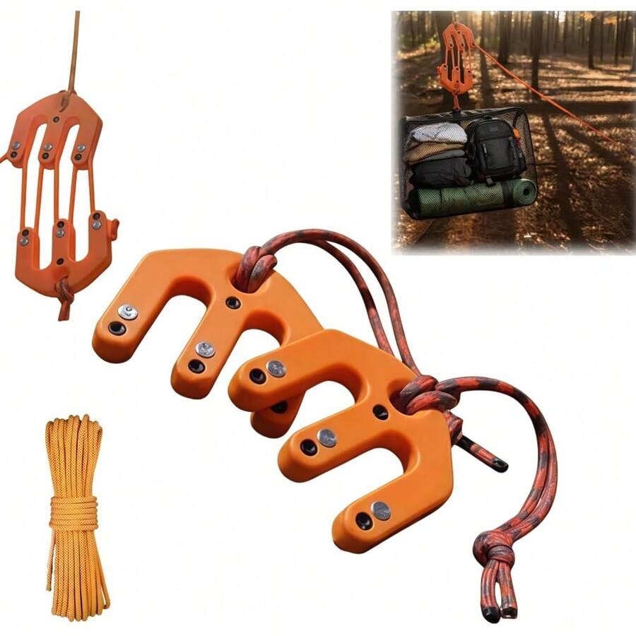 Ultralight Block And Tackle Pulley System – Compact Nylon Game Hoist For Backcountry Hunting, Portable Rope Hoist Tool For Solo Hunters To Lift Deer & Gear With Less Effort - Default - View 1
