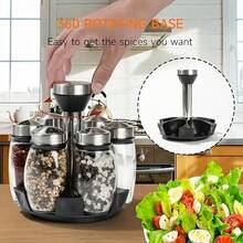 7pcs Rotating Glass Spice Jar Rack, Glass Storage Jars, Seasoning Bottles, Sugar Pot, Pepper Shaker, Salt Cellar, Kitchen Storage Rack - View 6