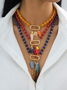 1 pieza Collar con colgante de criatura marina inspirada en la dopamina, joyería occidental elegante y de moda, adecuado para uso diario y vacaciones en la playa de las mujeres - collar - Ver 1