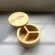 1个竹制盐和香料收纳盒，带磁性旋转盖和勺子，竹制整理盒，用于存放盐、胡椒、香料、糖等，6盎司 - 彩色 - 查看 15