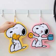 SNOOPY 1条史努比卡通珊瑚绒狗狗手巾，加厚吸水，可悬挂，适用于厨房清洁、浴室装饰，四季皆宜，高品质实用设计 - 彩色 - 查看 3
