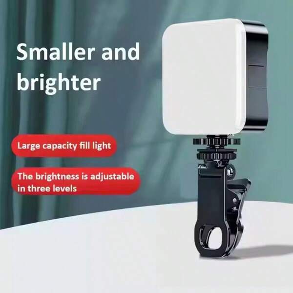 1 đèn flash phụ dạng kẹp, đèn hỗ trợ chụp ảnh selfie, đèn phụ trợ di động dùng cho hội nghị video và phát trực tiếp, phù hợp với điện thoại di động/máy tính xách tay/máy tính bảng, cung cấp ánh sáng dịu nhẹ được thiết kế đặc biệt cho các cuộc gọi/trang điểm/chụp ảnh (cần 3 pin AAA, nhưng không bao gồm).