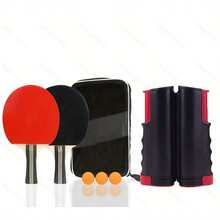 Juego de raquetas de tenis de mesa, incluye 2 raquetas, 3 pelotas, 1 red y 1 bolsa de transporte - Multicolor - Ver 7