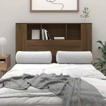 vidaXL Bed Headboard And Wall Unit, Bedroom Furniture, With Storage And Accessories, 120x19x104.5cm, Light Oak - 橡木深色 - 查看 1
