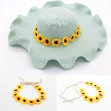 1pc Adjustable Sunflower Flower Headband, Dual-Use Boho Style Flower Crown Hat Decor For Women - Sunflower - View 12