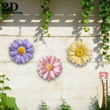 3件套木质雏菊花墙饰，适用于花园、庭院、婚礼、节日——木质墙面艺术挂饰，送给园艺爱好者的乔迁礼物 - A - 查看 6