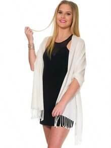 Shawls And Wraps Evening Dresses, Large Soft  Wedding Shawl - Light Cream (Light Ivory) - View 6