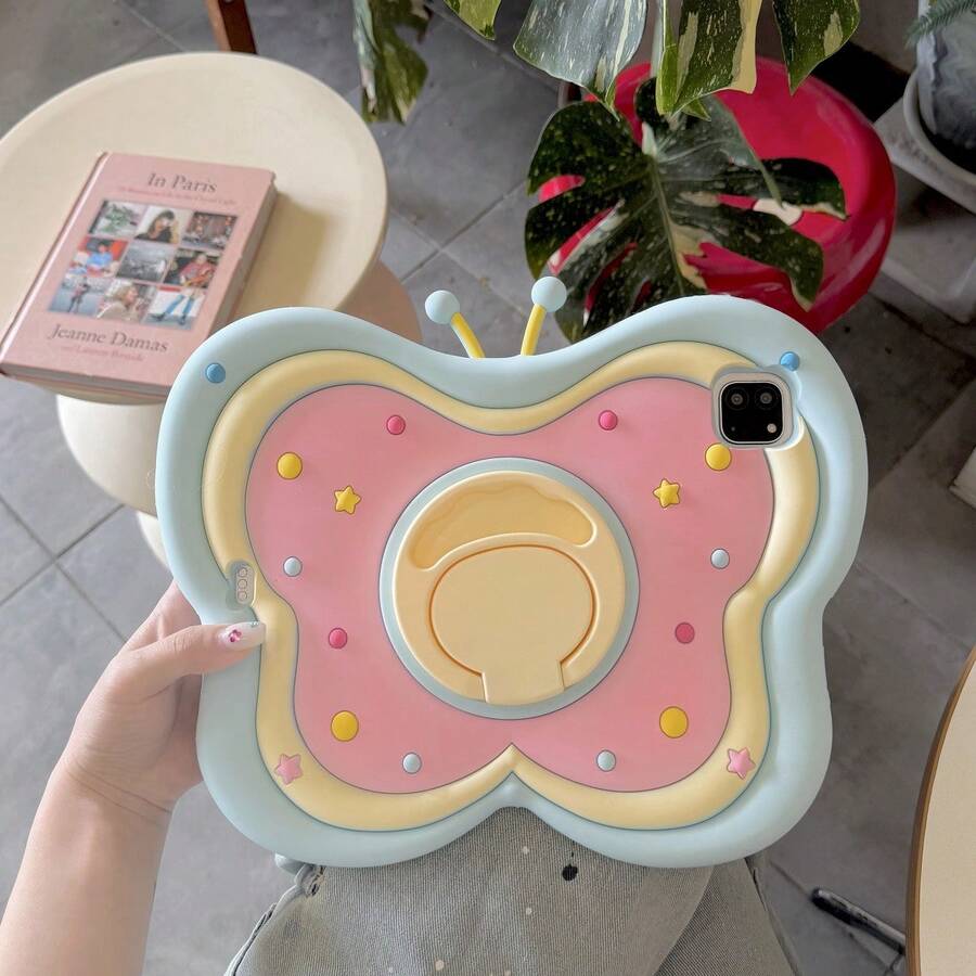 1pc Cute Butterfly 360° Rotating Tablet Stand Holder Suitable For IPad 7/8/9, Air 5/4/3, 9th Gen 10.2, Pro 11, Silicone Protective Case, 2022 New Model