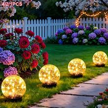 1/2/4pcs Outdoor Solar Lights, Outdoor Solar Floor Lights - Cracked Wishing Ball, IP44 Waterproof, 1500mAh,Smart Light Sense, Bright LED Lights Can Create A Decorative Atmosphere For Your Garden, Terrace, Deck, Steps, Walls And Driveway - LWD - View 1