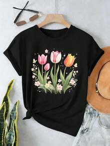 Dam-T-shirts - Svart - Visa 2