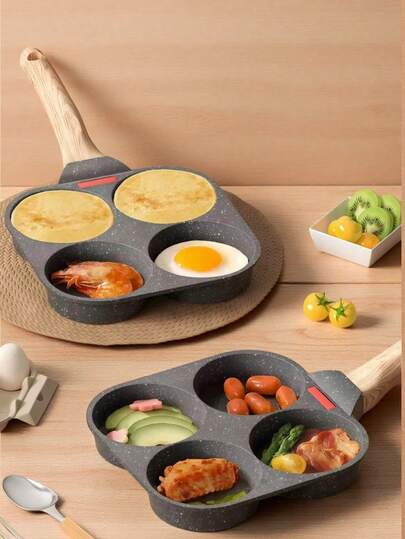 4-Cup Aluminum Non-Stick Egg Pan, Mini Square Pancake Skillet, Even Heat Distribution, Stone Cookware Suitable For Breakfast, Burgers, Sandwiches, Healthy Home Chef Gift, Suitable For Home, College Students, Camping, RV Travel, Picnic, Daily Meals