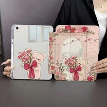 1 chiếc ốp lưng máy tính bảng hình gấu dễ thương cầm hoa, tương thích với iPad thế hệ thứ 10 10.9 inch 2022 / Air 13 (M3 2025) / Air 11 (M3 2025). Tương thích với SAMSUNG, , Oppo Pad, Matepad, Vivo Pad, Honor Pad. - Nhiều màu - Xem 3